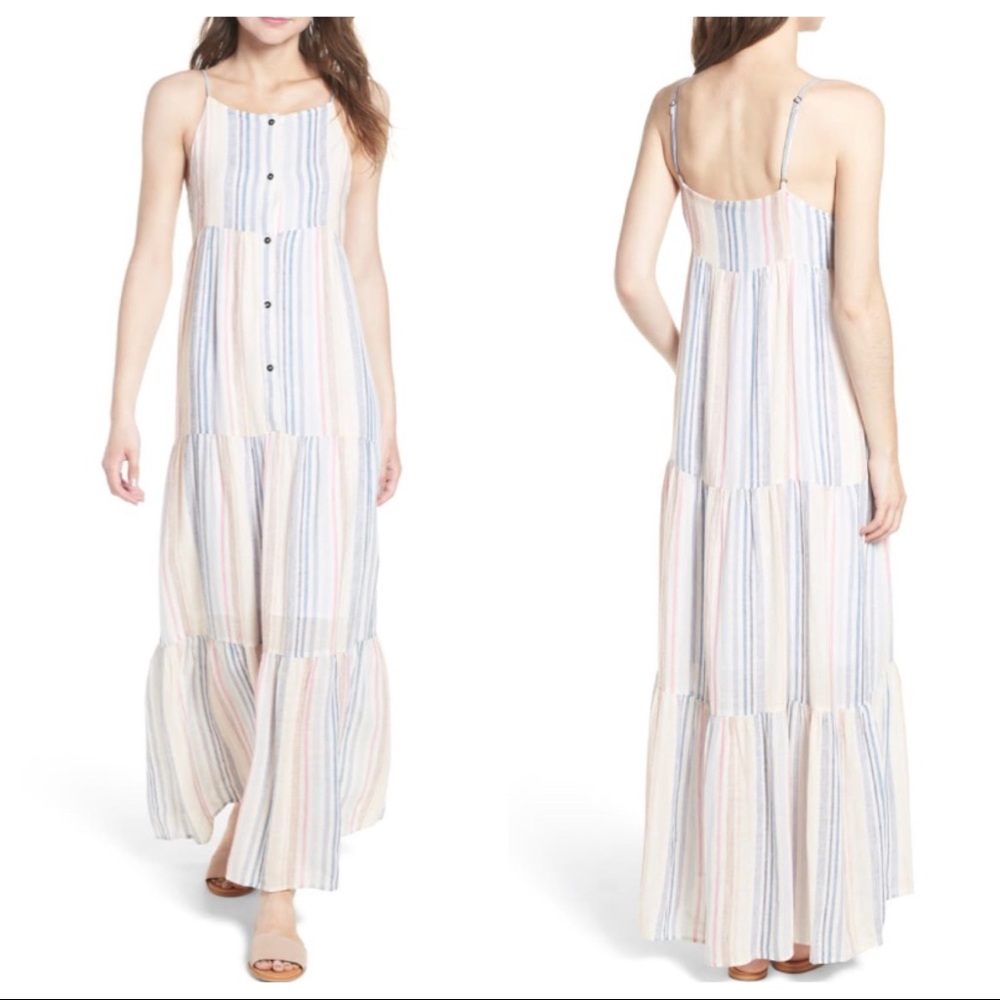 Splendid Women Tiered Striped Long Maxi Dress